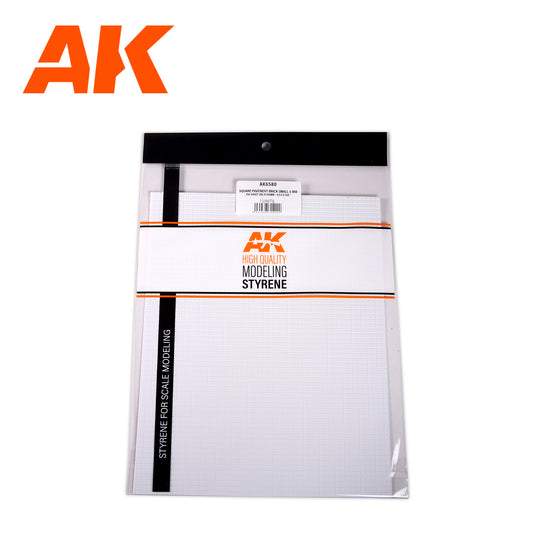 AK Interactive Textured Styrene Sheet - Square Pavement Brick Small - 245 x 195mm x 1 Unit
