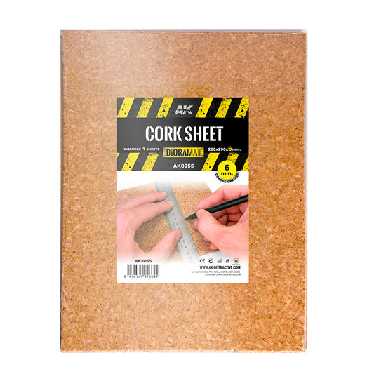 AK Interactive Cork Sheet - Coarse Grained - 200 X 290 X 6mm (1 Sheet)