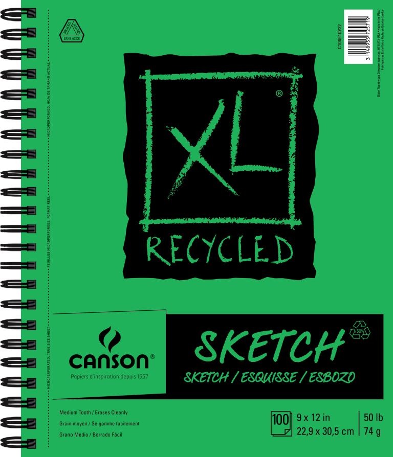 XL Recycled Sketch Pad, 9" x 12" (Wire Bound)