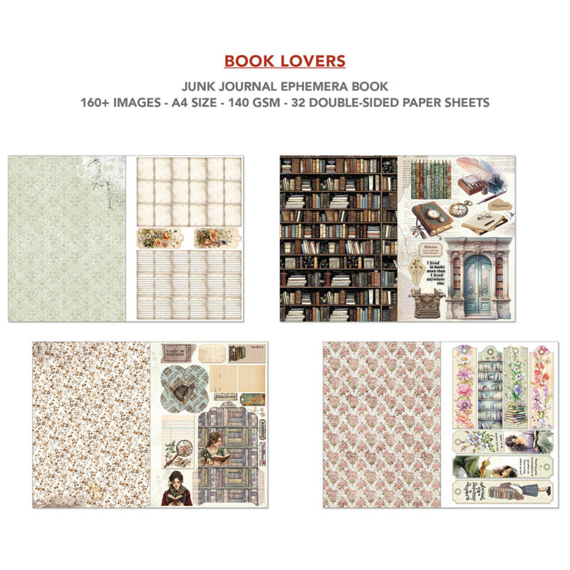 A4 Junk Journal & Ephemera Book, Book Lovers