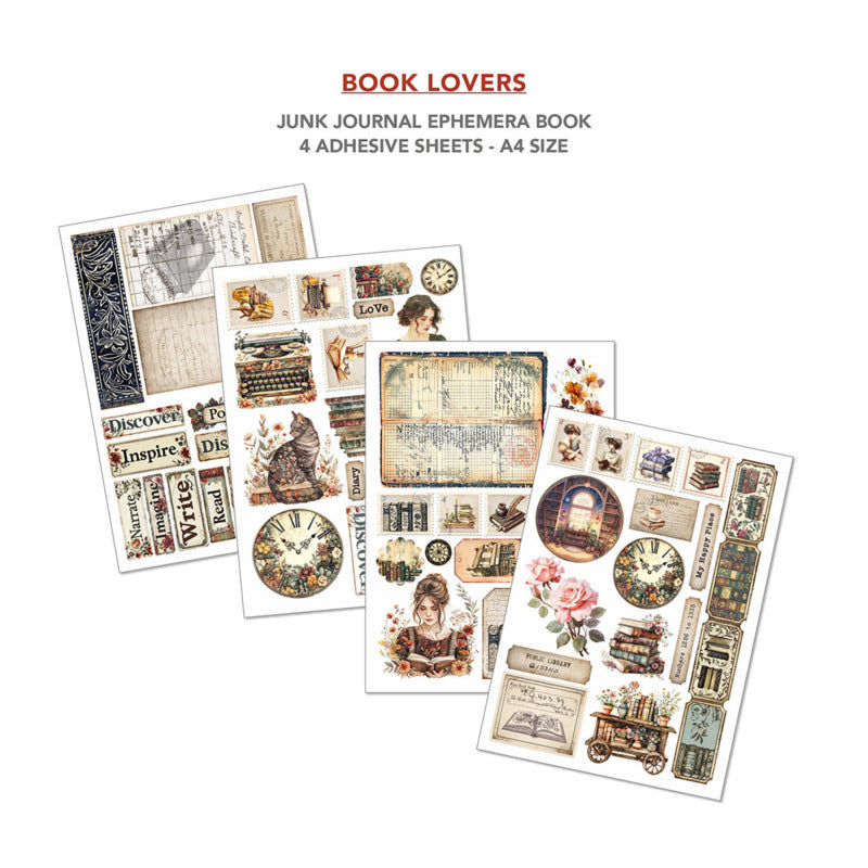 A4 Junk Journal & Ephemera Book, Book Lovers