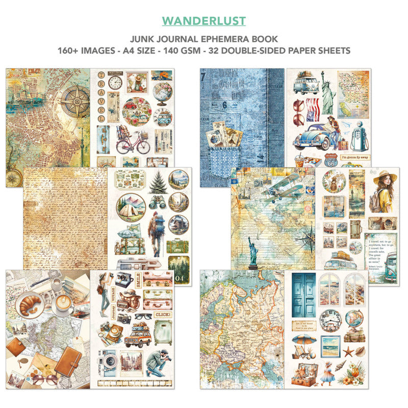 A4 Junk Journal & Ephemera Book, Wanderlust