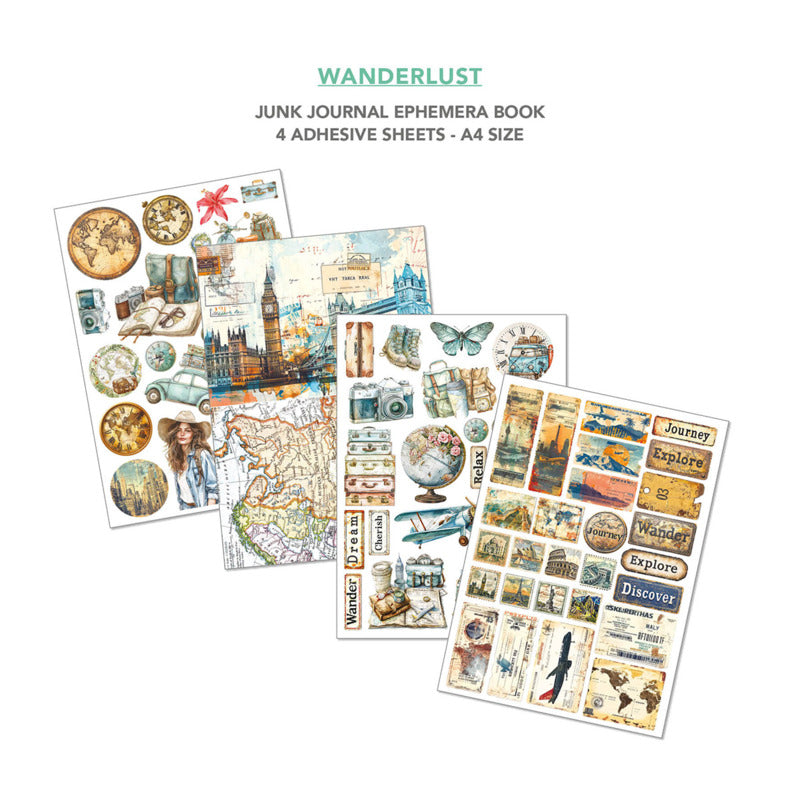 A4 Junk Journal & Ephemera Book, Wanderlust