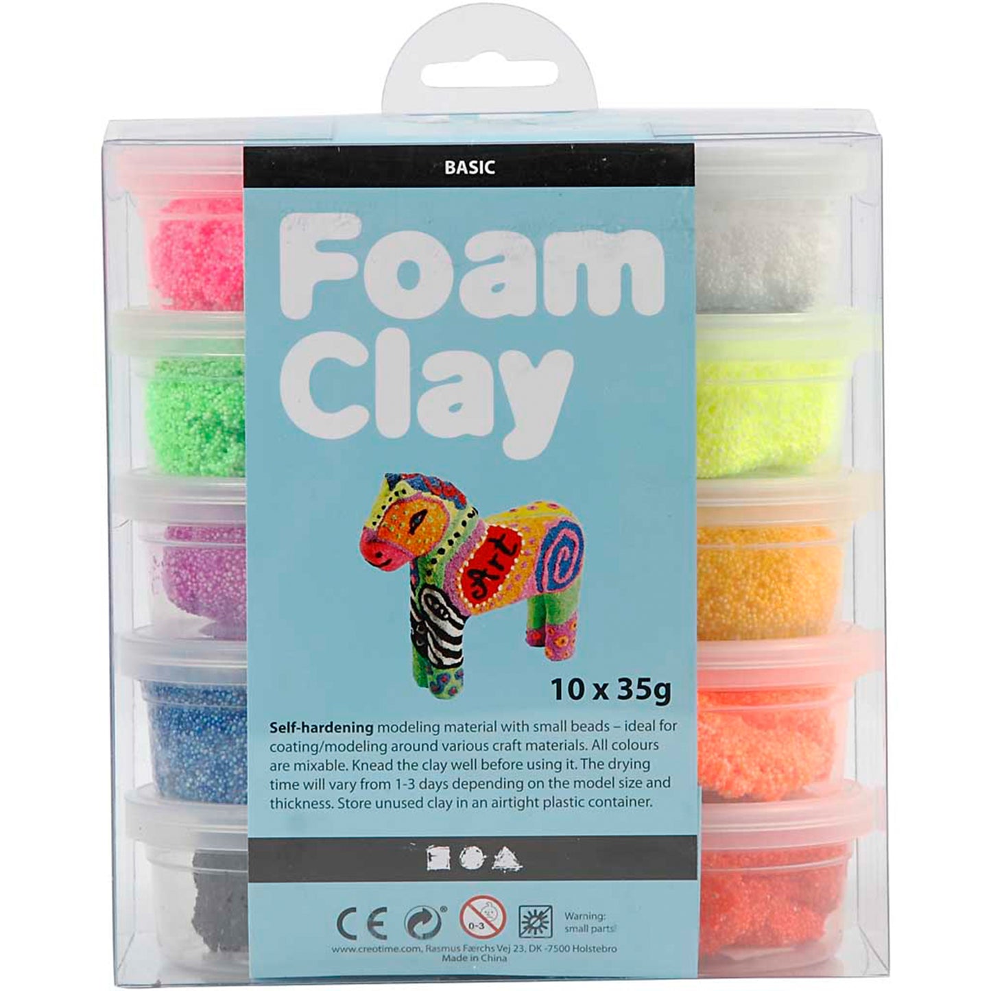 "CREATIV COMPANY Foam Clay® 22.5cm x 17cm x 7.75cm (8.85in x 6.7in x 3in) - assorted colours, 10 x 35 g"