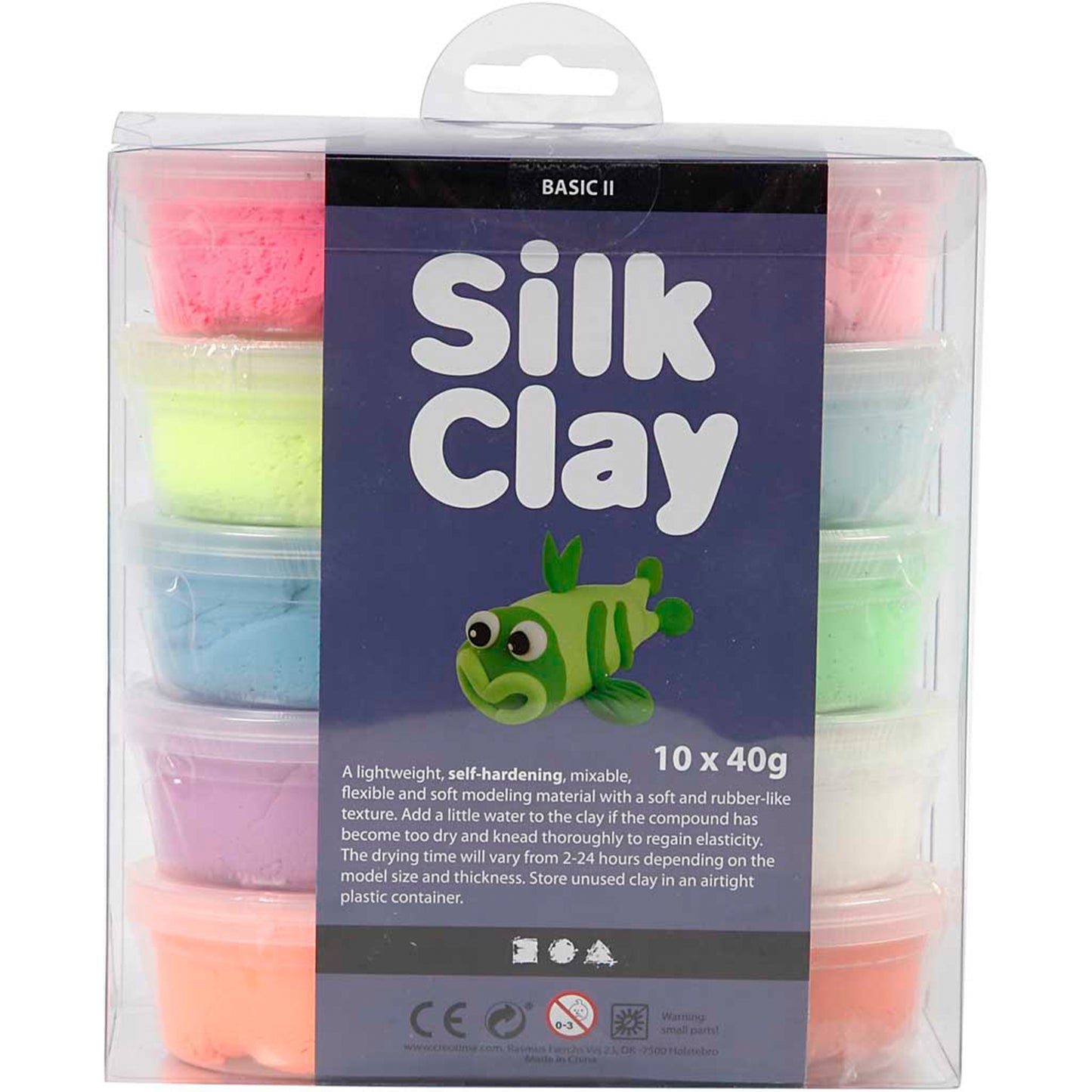 "CREATIV COMPANY Silk Clay® 22.5cm x 17cm x 7.75cm (8.85in x 6.7in x 3in) - assorted colours, 10 x 40 g"