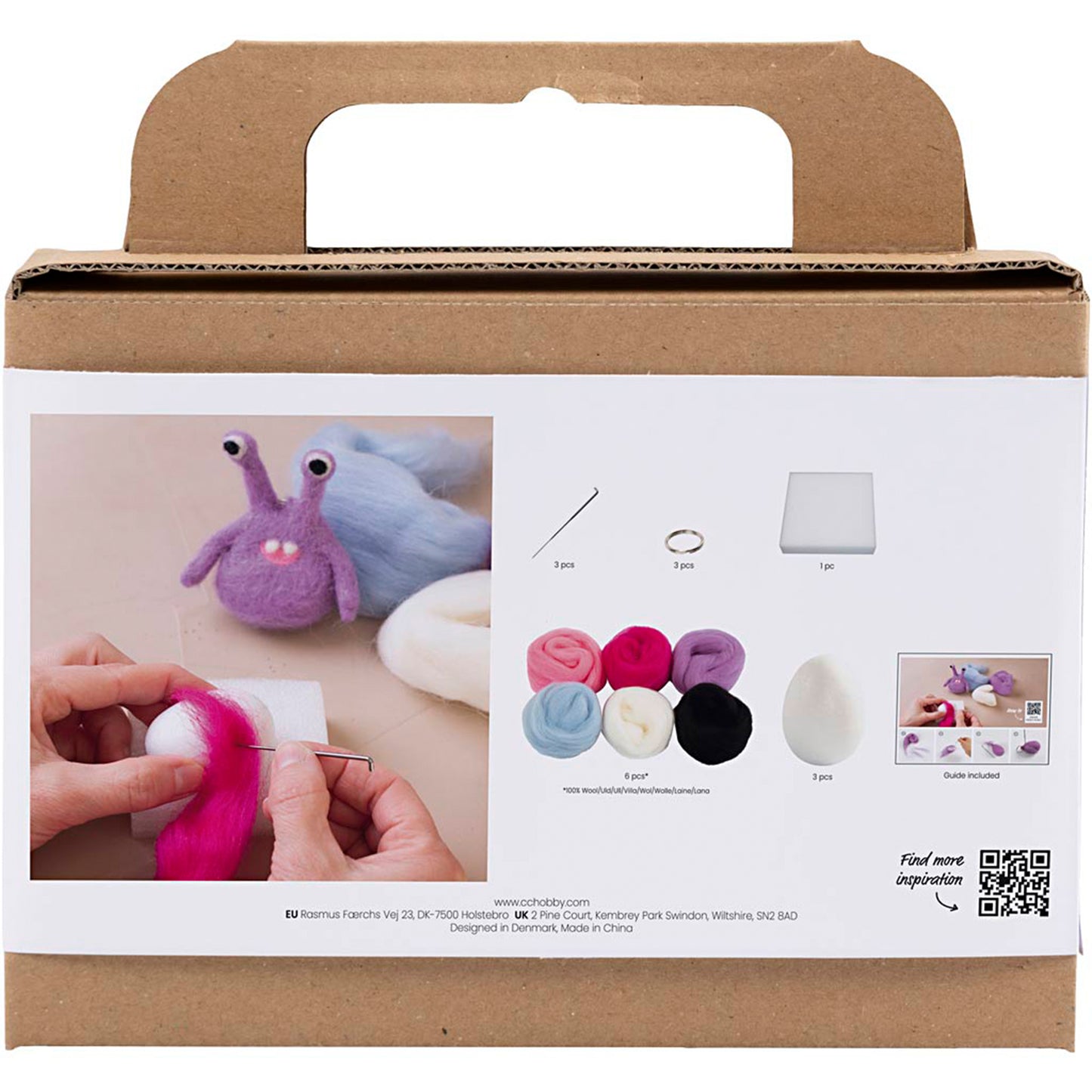 CREATIV COMPANY Needle Felting Mini Craft Kit 18.6cm x 5cm x 13.2cm (7.32in x 1.96in x 5.19in) - Monster