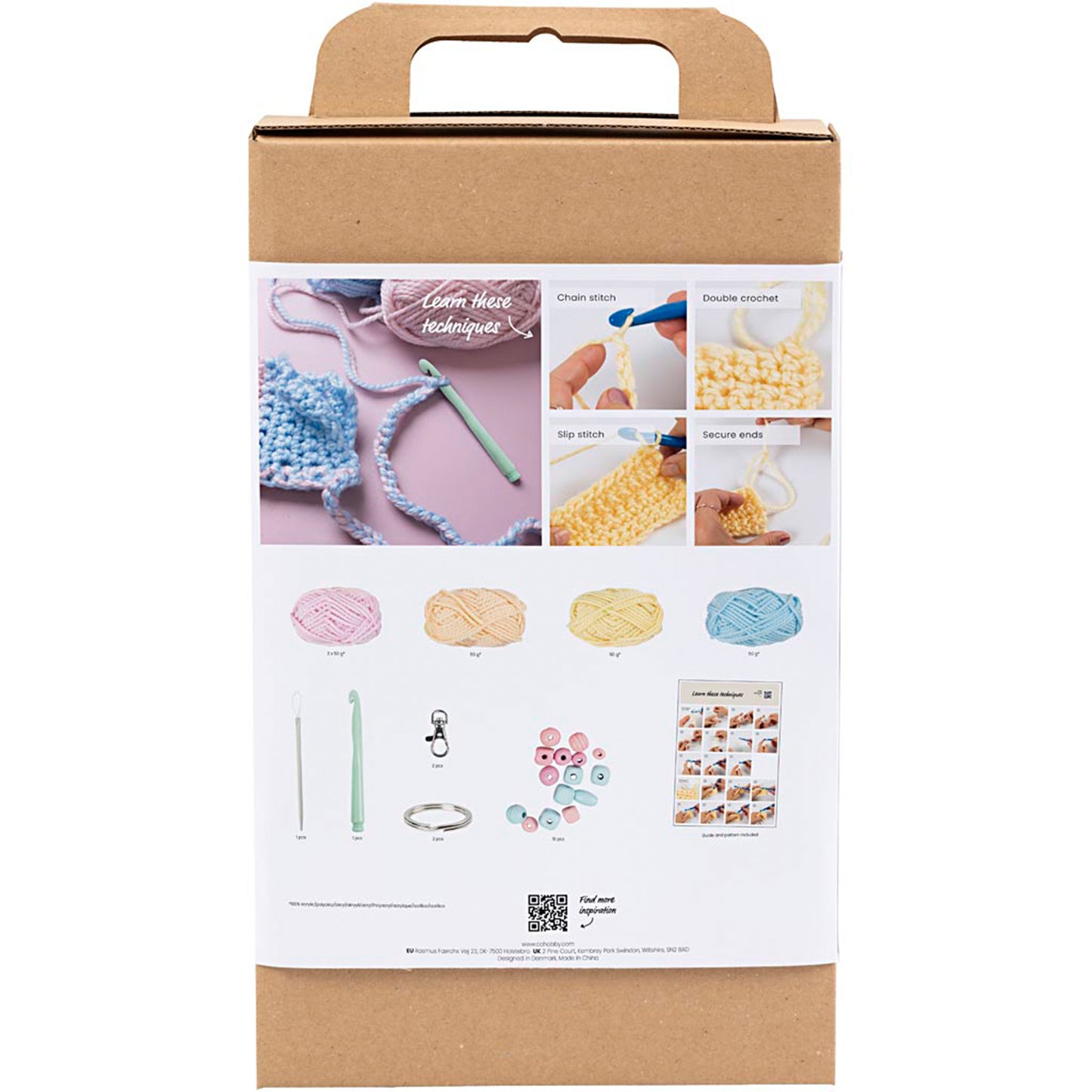 CREATIV COMPANY Crochet Starter Craft Kit 18.6cm x 5cm x 31.4cm (7.32in x 1.96in x 12.36in) - assorted colours