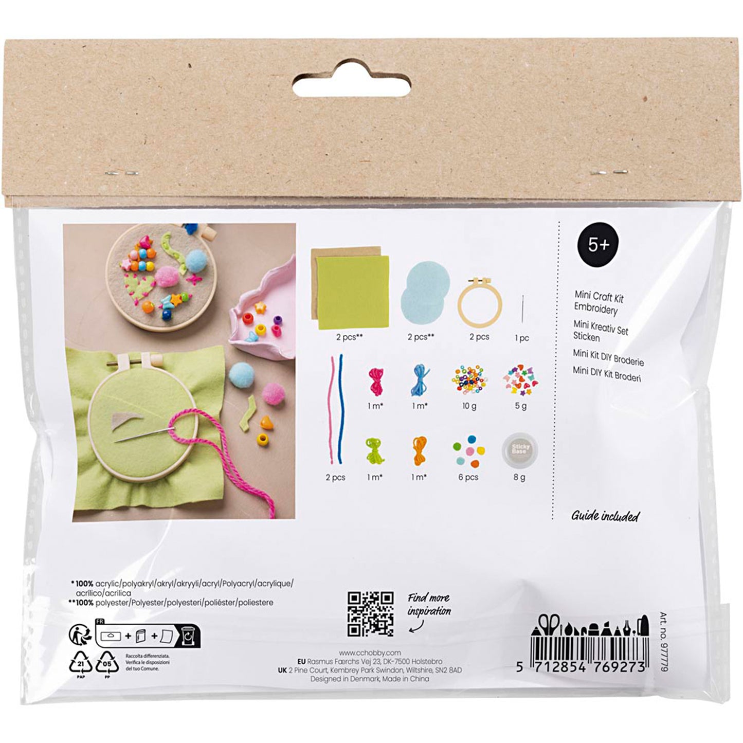 CREATIV COMPANY Embroidery Mini Craft Kit 18cm x 3.8cm x 17cm (7in x 1.49in x 6.69in) - Imagination