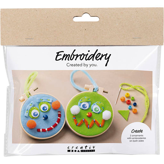 CREATIV COMPANY Embroidery Mini Craft Kit 18cm x 3.4cm x 17cm (7in x 1.33in x 6.69in) - Faces