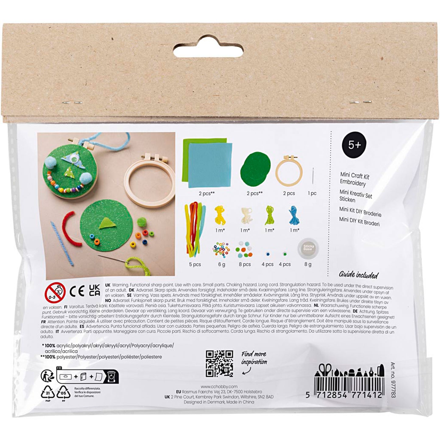 CREATIV COMPANY Embroidery Mini Craft Kit 18cm x 3.4cm x 17cm (7in x 1.33in x 6.69in) - Faces