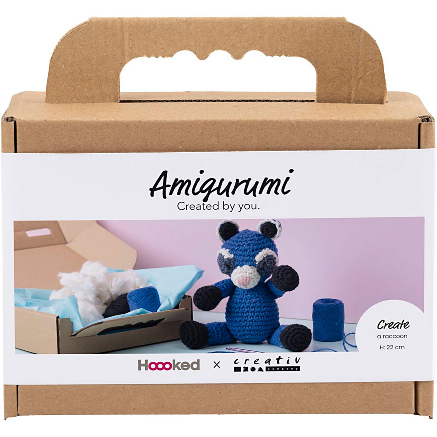 REATIV COMPANY Amigurumi Craft Kit 18.6cm x 5cm x 13.2cm (7.32in x 1.96in x 5.19in) - Raccoon