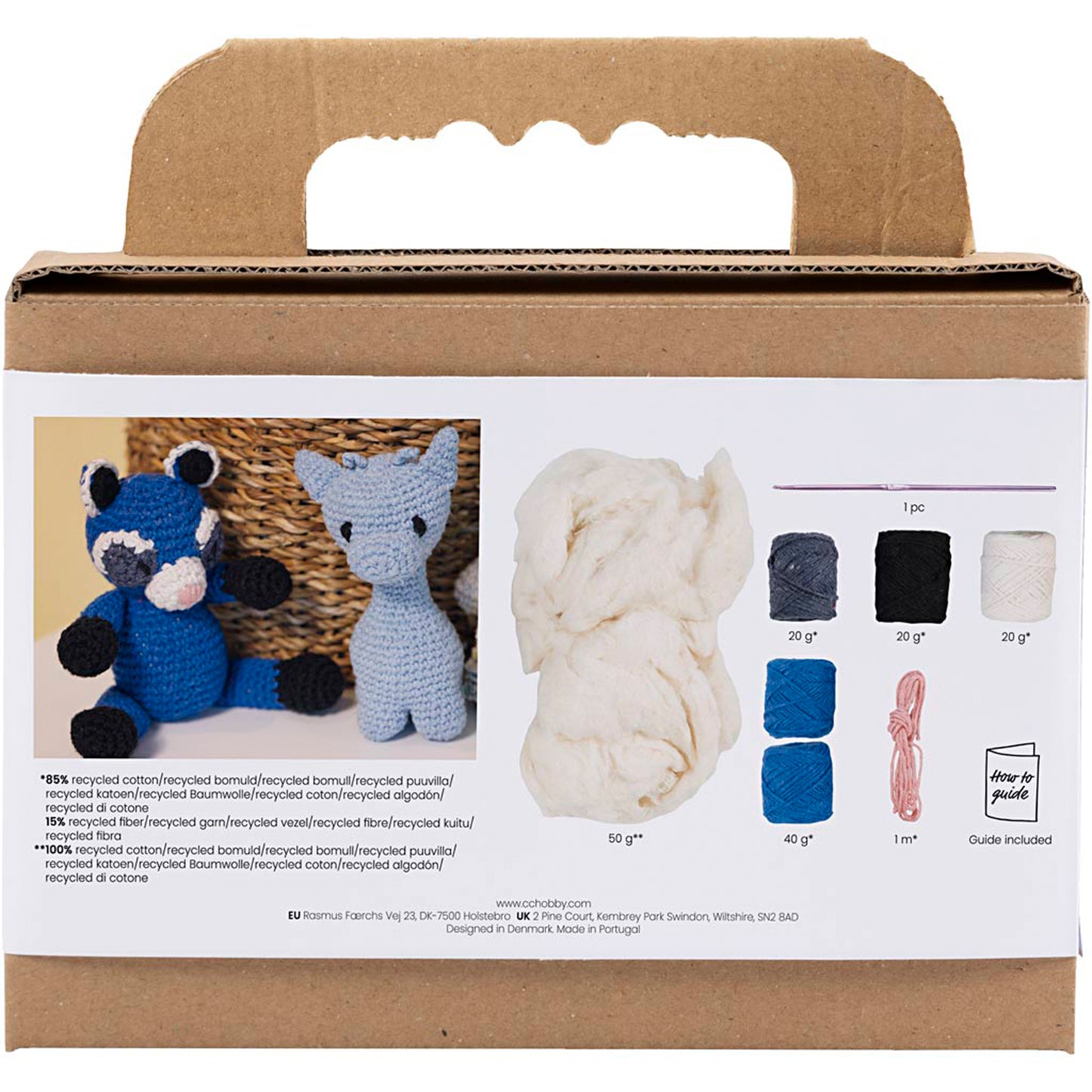 REATIV COMPANY Amigurumi Craft Kit 18.6cm x 5cm x 13.2cm (7.32in x 1.96in x 5.19in) - Raccoon