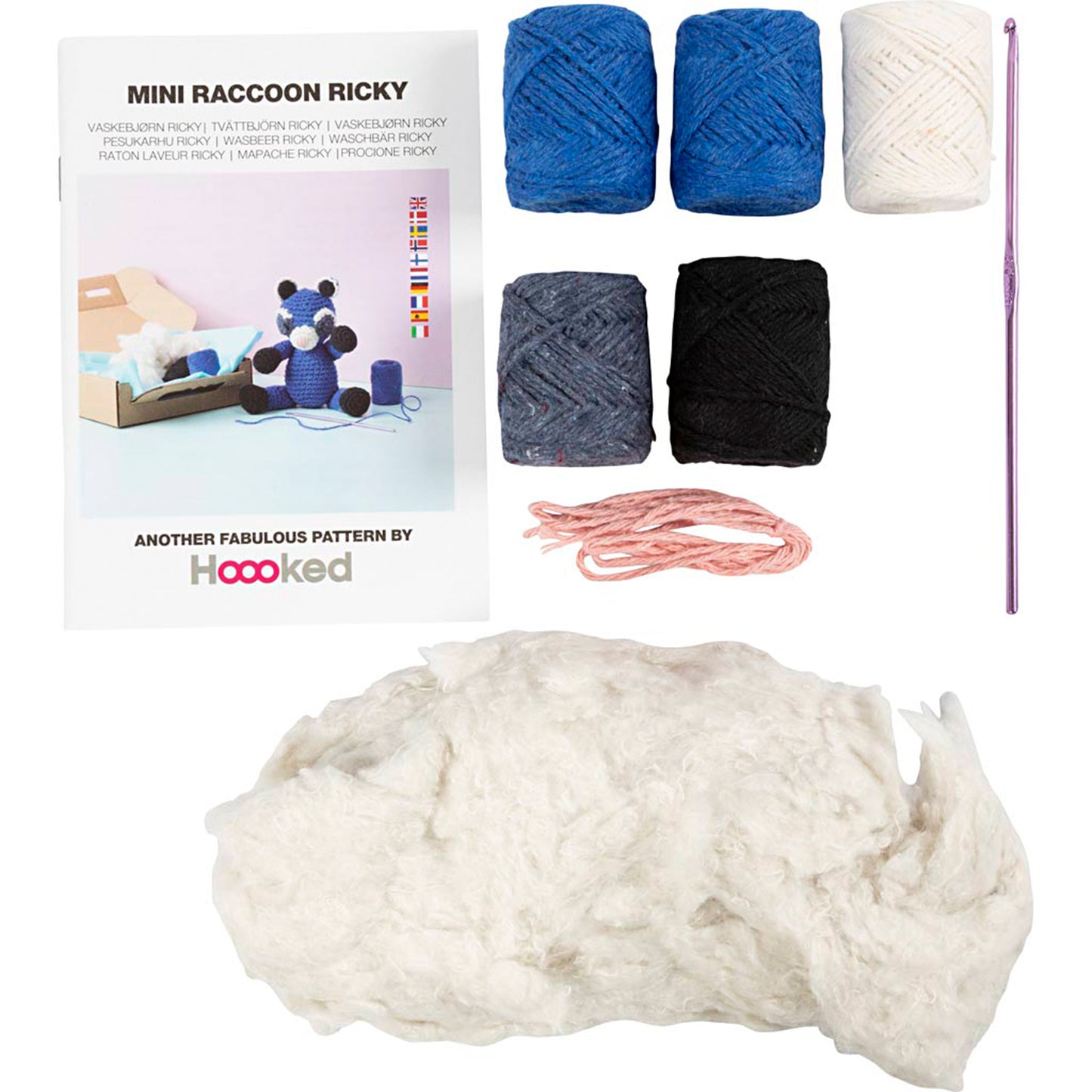 REATIV COMPANY Amigurumi Craft Kit 18.6cm x 5cm x 13.2cm (7.32in x 1.96in x 5.19in) - Raccoon