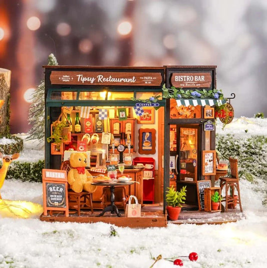 Tipsy Restaurant  Robotime DG167 DIY Dollhouse Miniatures Kit