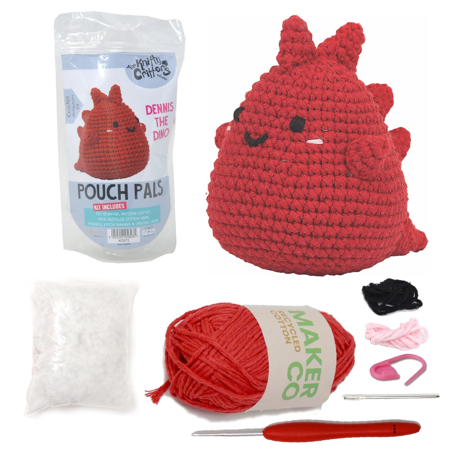 Knitty Critters - Pouch Pals II - Dennis The Dino