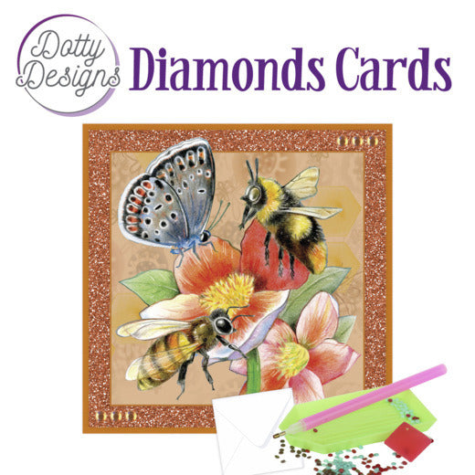 Dotty Designs Diamond Card Kit, Red Flower with Bees