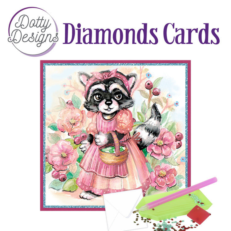 Dotty Designs Diamond Card Kit, Raccoon in Dress