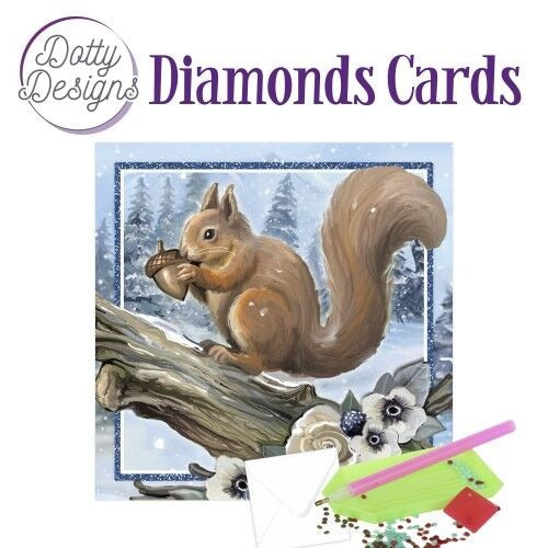 Dotty Designs Diamond Card Kit, Squirrel in a Snowy Landscape