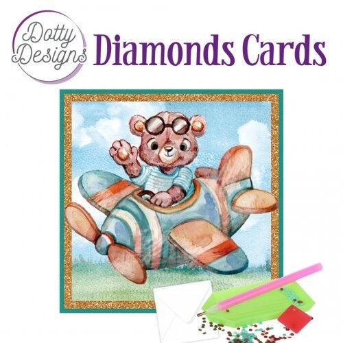Dotty Designs Diamond Card Kit, Teddybear in Airplane