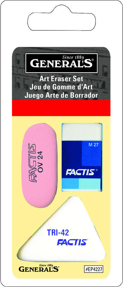 Art Eraser Set, 3 Soft Factis Erasers