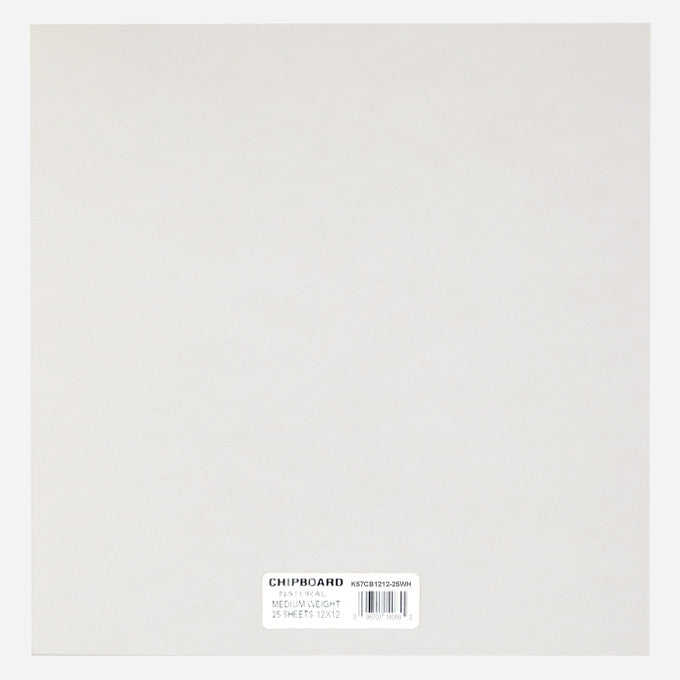 Chipboard, .057 White - 12" x 12" (25 Pack)