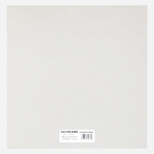 Chipboard, .057 White - 12" x 12" (25 Pack)