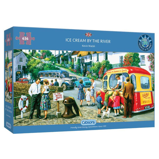 Puzzle - 636 pcs - Panoramic Collection: Ice Cream by the River