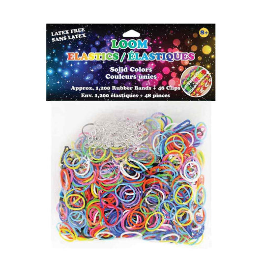 WONDER LOOM Loom Bands - Assorted Solid Bright Colours - 1200 pcs.