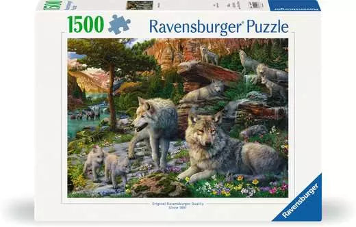 Jigsaw Puzzle Wolves in Spring - 1500 Pieces