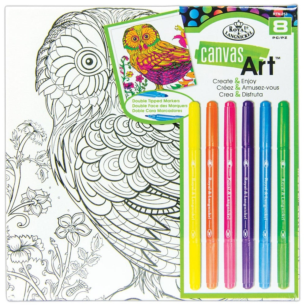 Cool Art Canvas Art Marker Set, Owl