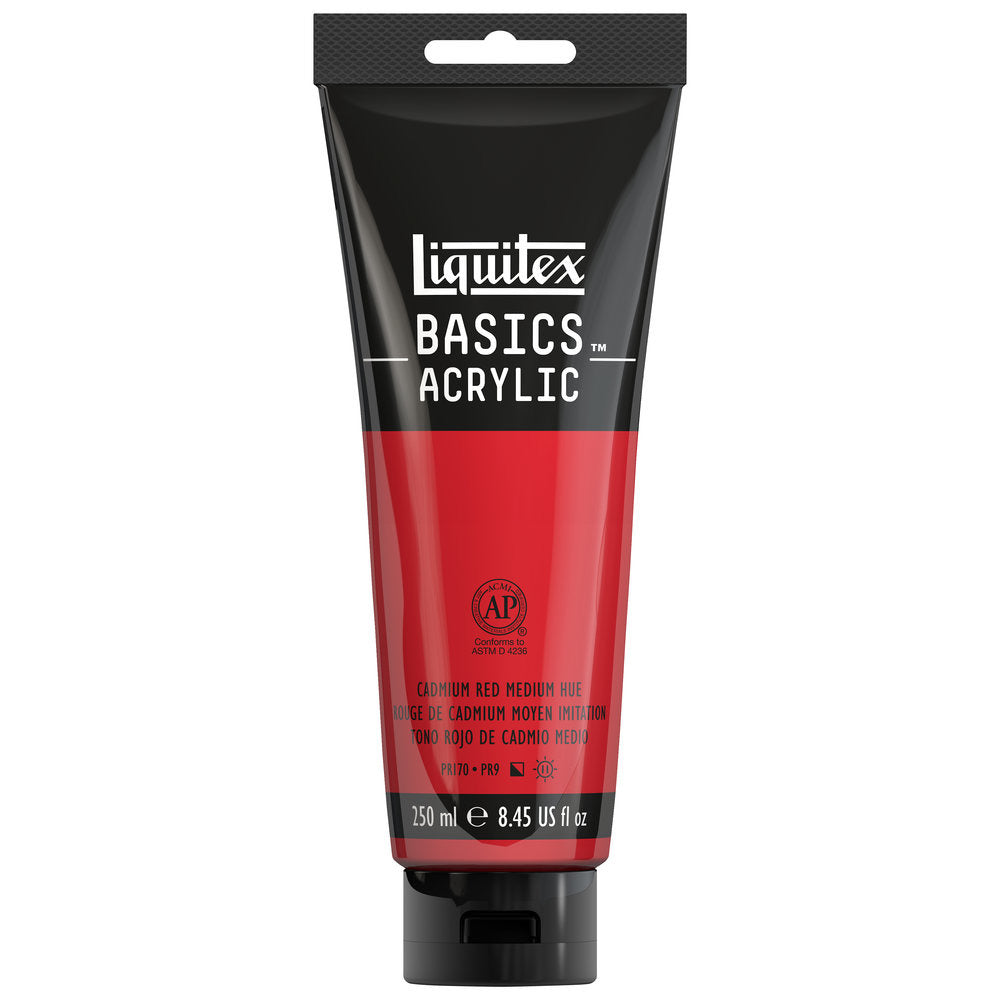 Basics Acrylic 250ml Tube, Cadmium Red Medium Hue