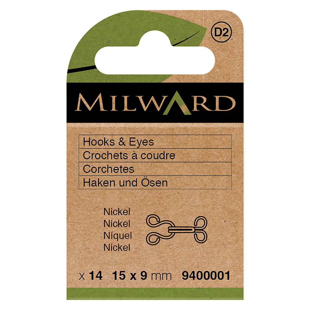 MILWARD GREEN Hook + Eye Nickle #2/14 Sets