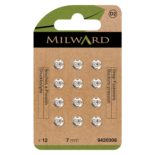 MILWARD GREEN Snap Fast/Nickle 7mm 12 Sets