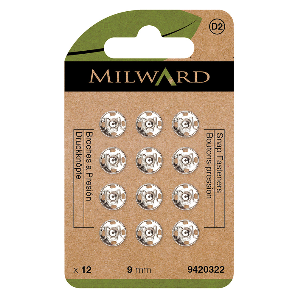 MILWARD GREEN Snap Fast/Nickle 9mm 12 Sets