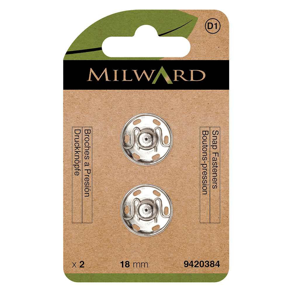 MILWARD GREEN Snap Fast/Nickle 18mm 2 Sets
