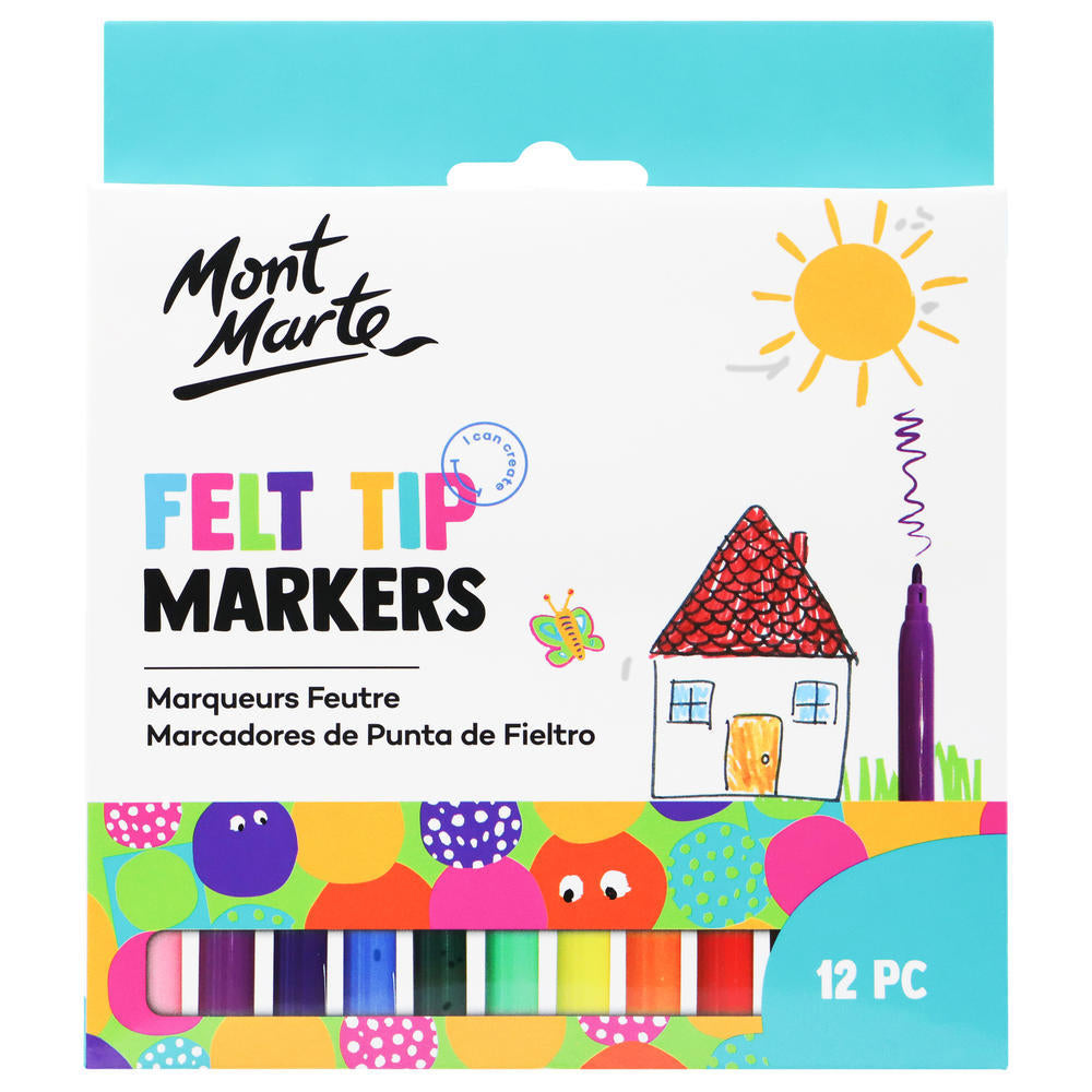 MONT MARTE Kids Felt Tip Markers - 12pcs