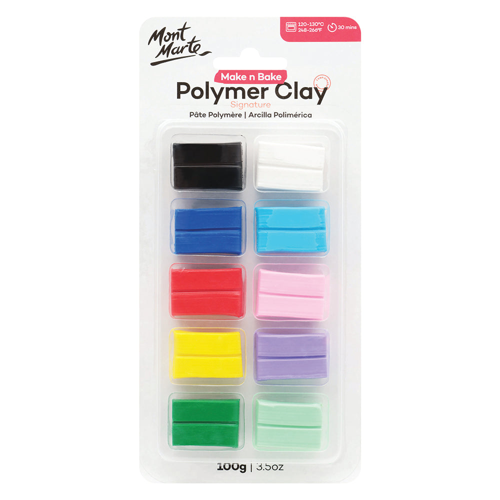 MONT MARTE Make n Bake Polymer Clay - Assorted Colours - 10pcs