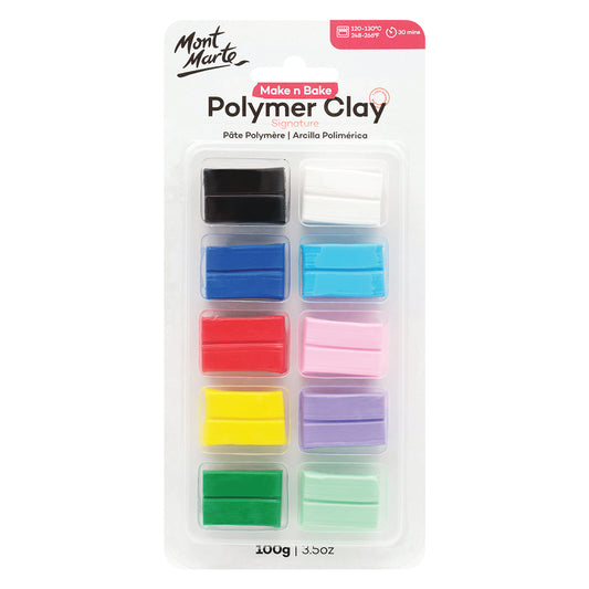 MONT MARTE Make n Bake Polymer Clay - Assorted Colours - 10pcs