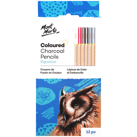 MONT MARTE Coloured Charcoal Pencils - 12pcs