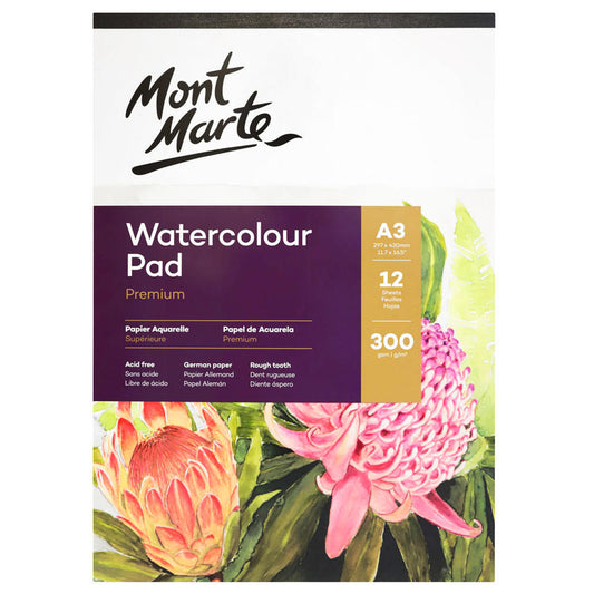 MONT MARTE Premium Watercolour Pad 300g - 12 Sheets - A3