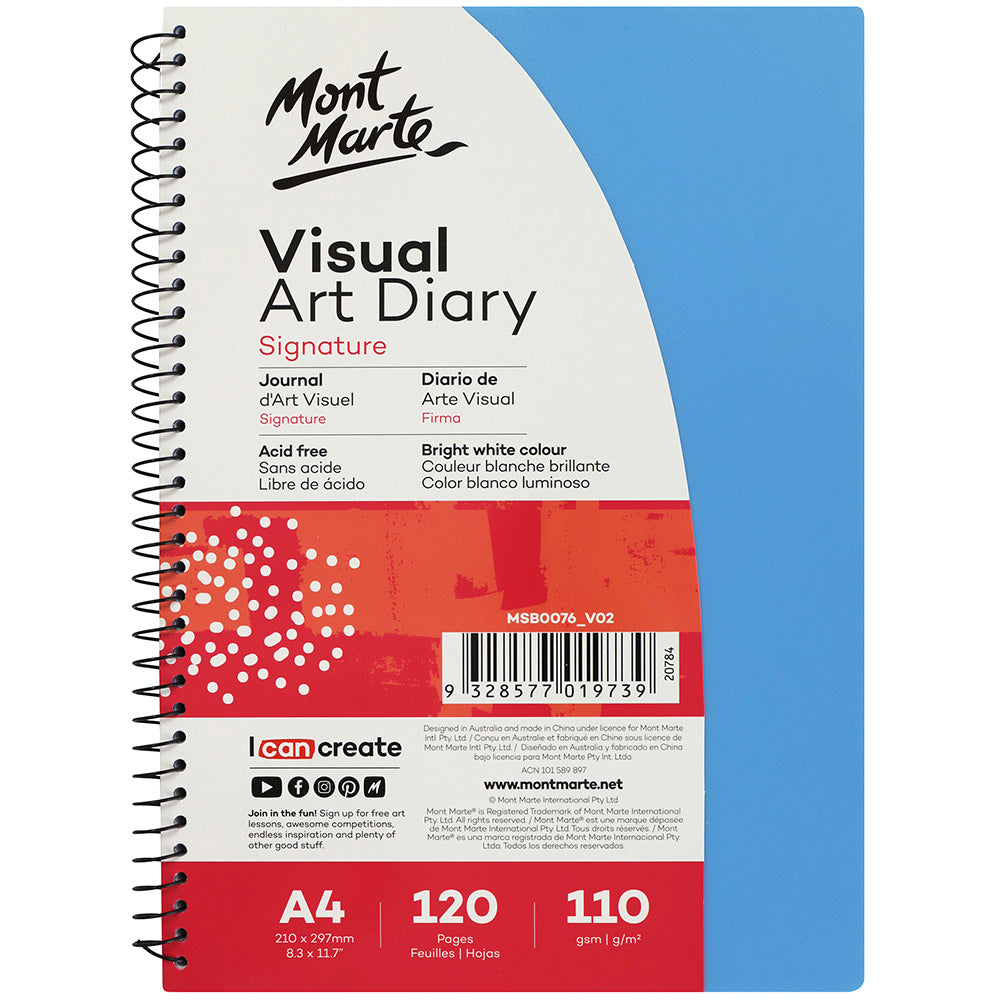MONT MARTE Visual Art Diary PP Coloured Cover A4 - 120pgs
