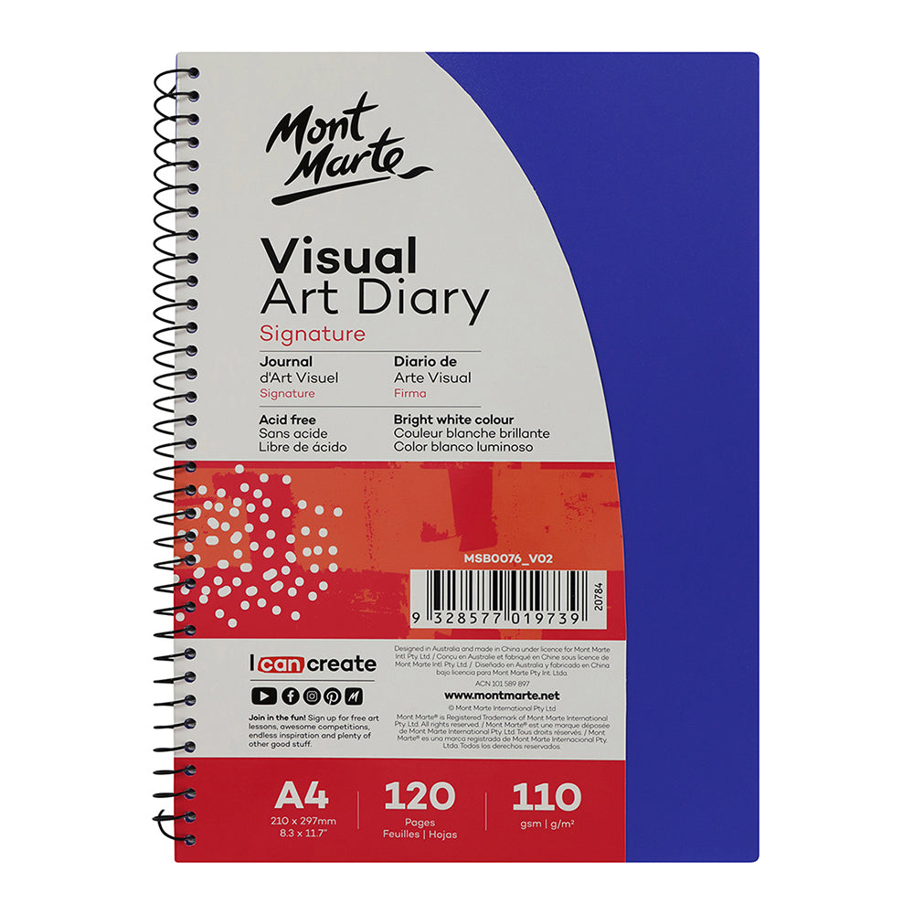 MONT MARTE Visual Art Diary PP Coloured Cover A4 - 120pgs