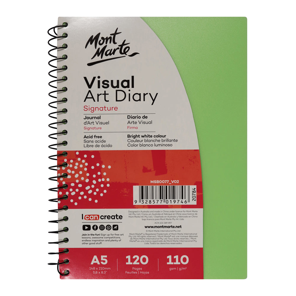 MONT MARTE Visual Art Diary PP Coloured Cover A5 - 120pgs
