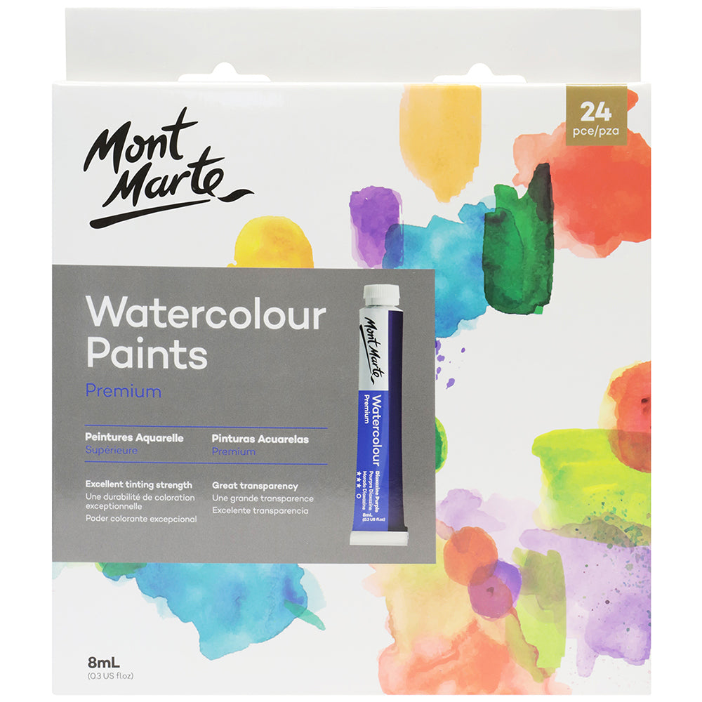 MONT MARTE Premium Watercolour Paint Set - 24pcs x 8ml (0.3oz)