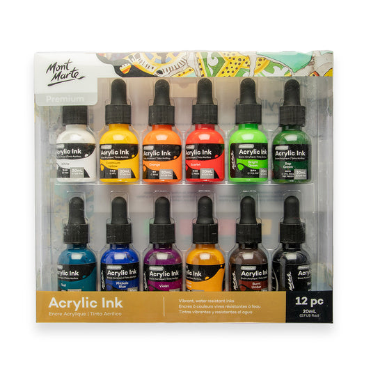 MONT MARTE Acrylic Ink - 12 pcs x 20ml (0.7 US fl.oz)