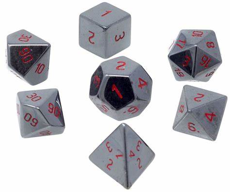 UP DICE GEMSTONE 7-SET RPG HEMATITE