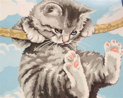 Paint Works Paint By Number Kit 9"x12" - Hang on Kitty