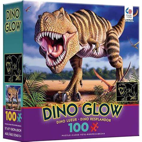 Dino Glow T-Rex Glow in the Dark 100 Piece Jigsaw Puzzle