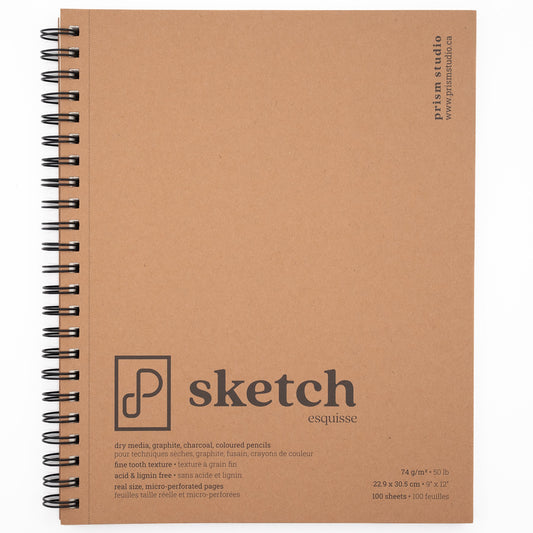 Sketch Paper Pad, 9" x 12", Spiral-Bound at Side