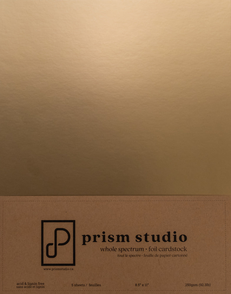 8.5X11 Whole Spectrum Foil Cardstock, Brushed Gold (5 Sheets)